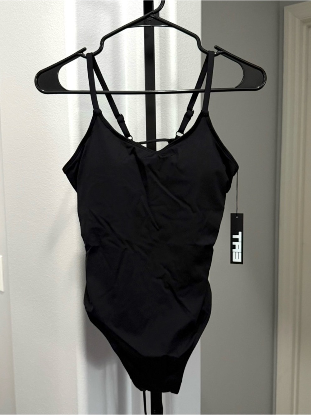 New TA3 Lacey Black Lace Up Shaping One Piece Swimsuit Large Short Shapewear
